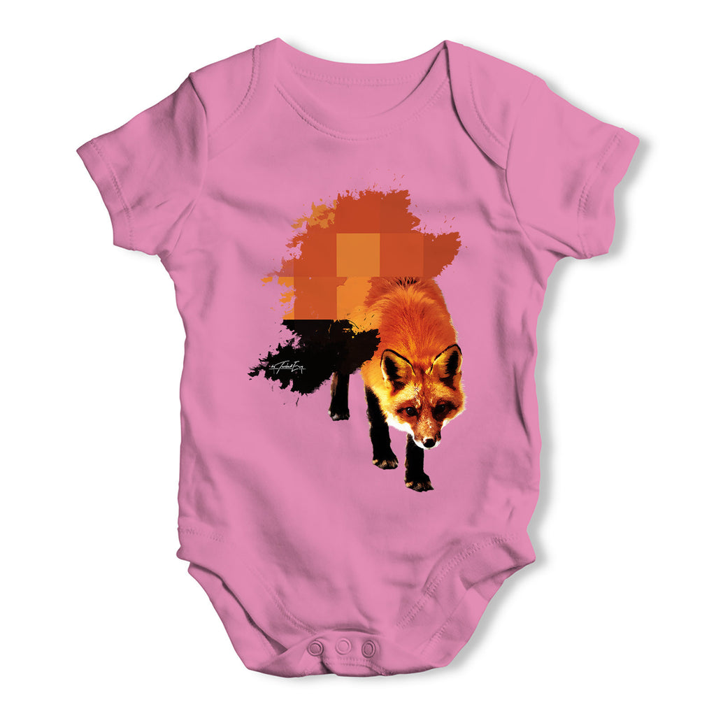 Watercolour Pixel Fox Baby Grow Bodysuit