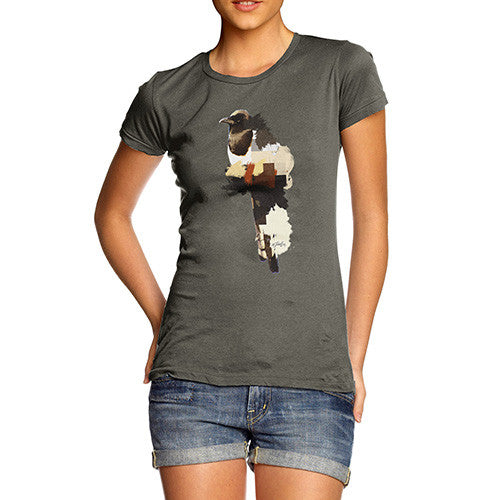 Women's Watercolour Pixel Magpie T-Shirt