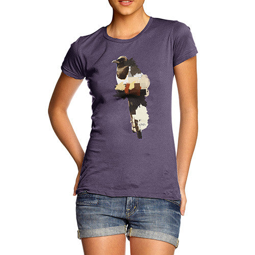 Women's Watercolour Pixel Magpie T-Shirt