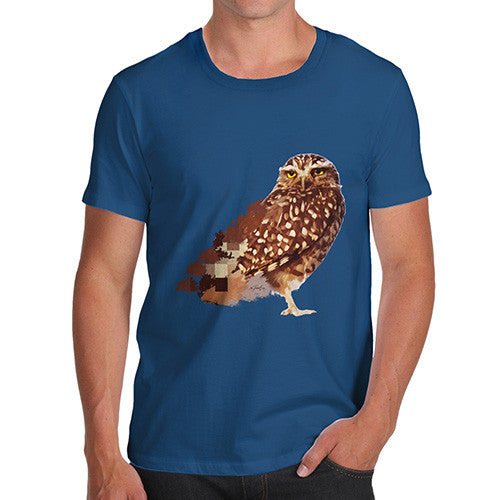 Men's Watercolour Pixel Little Owl T-Shirt