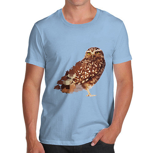 Men's Watercolour Pixel Little Owl T-Shirt