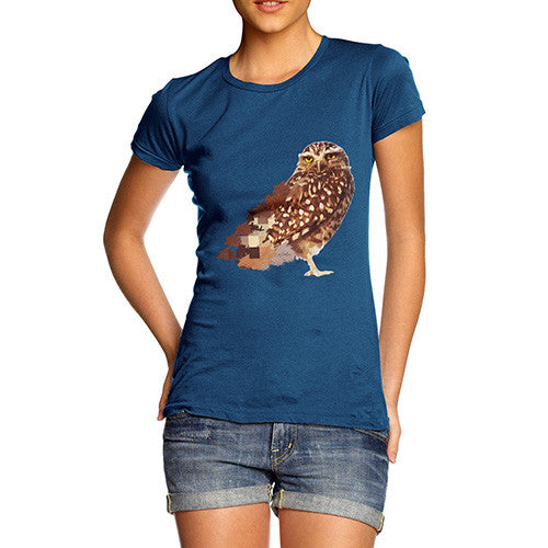 Women's Watercolour Pixel Little Owl T-Shirt