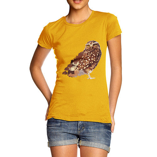 Women's Watercolour Pixel Little Owl T-Shirt