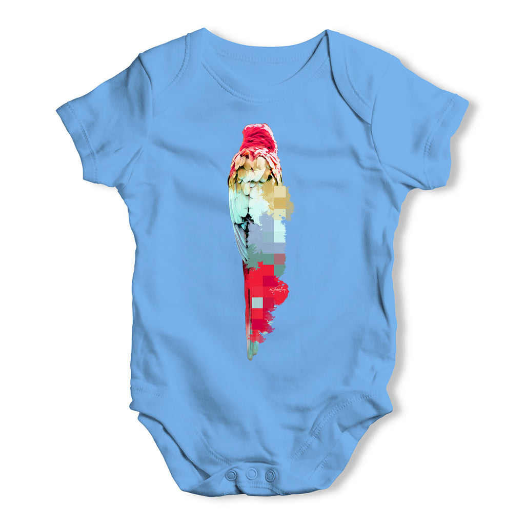 Watercolour Pixel McCaw Parrot Baby Grow Bodysuit