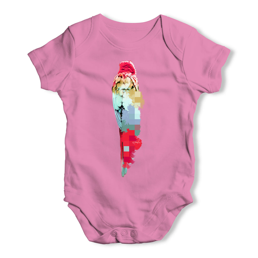 Watercolour Pixel McCaw Parrot Baby Grow Bodysuit