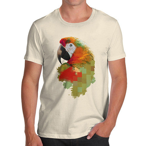 Men's Watercolour Pixel McCaw Parrot's Face T-Shirt