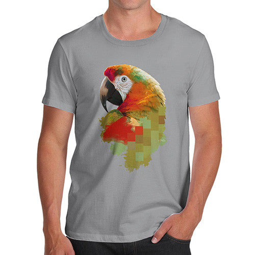 Men's Watercolour Pixel McCaw Parrot's Face T-Shirt