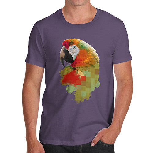 Men's Watercolour Pixel McCaw Parrot's Face T-Shirt