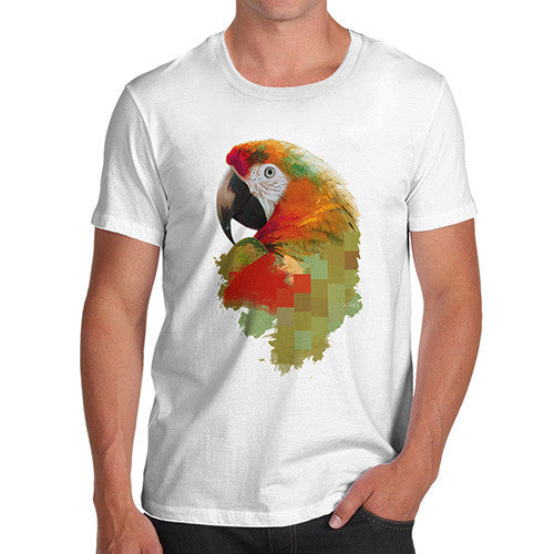 Men's Watercolour Pixel McCaw Parrot's Face T-Shirt