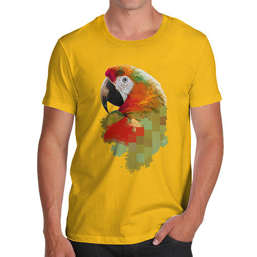 Men's Watercolour Pixel McCaw Parrot's Face T-Shirt