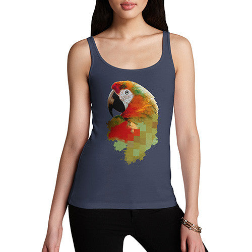 Women's Watercolour Pixel McCaw Parrot's Face Tank Top