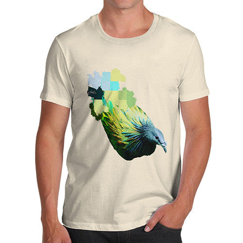 Men's Watercolour Pixel Green Pigeon T-Shirt