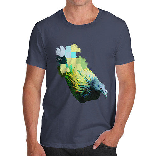 Men's Watercolour Pixel Green Pigeon T-Shirt