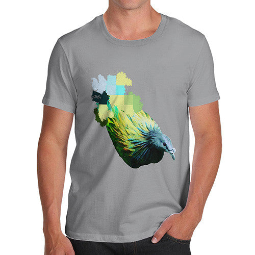 Men's Watercolour Pixel Green Pigeon T-Shirt