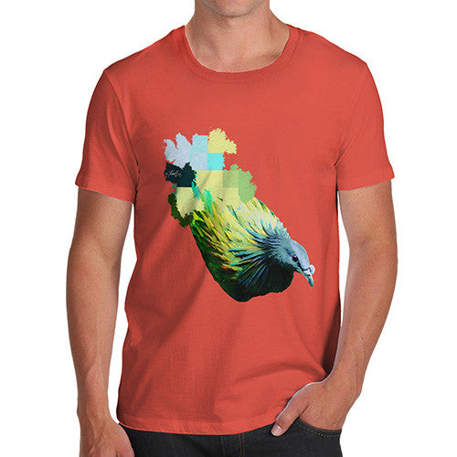 Men's Watercolour Pixel Green Pigeon T-Shirt