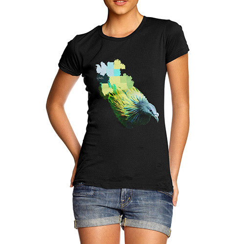 Women's Watercolour Pixel Green Pigeon T-Shirt