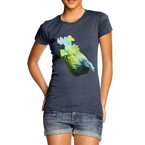 Women's Watercolour Pixel Green Pigeon T-Shirt