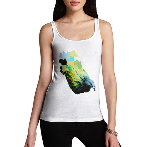 Women's Watercolour Pixel Green Pigeon Tank Top