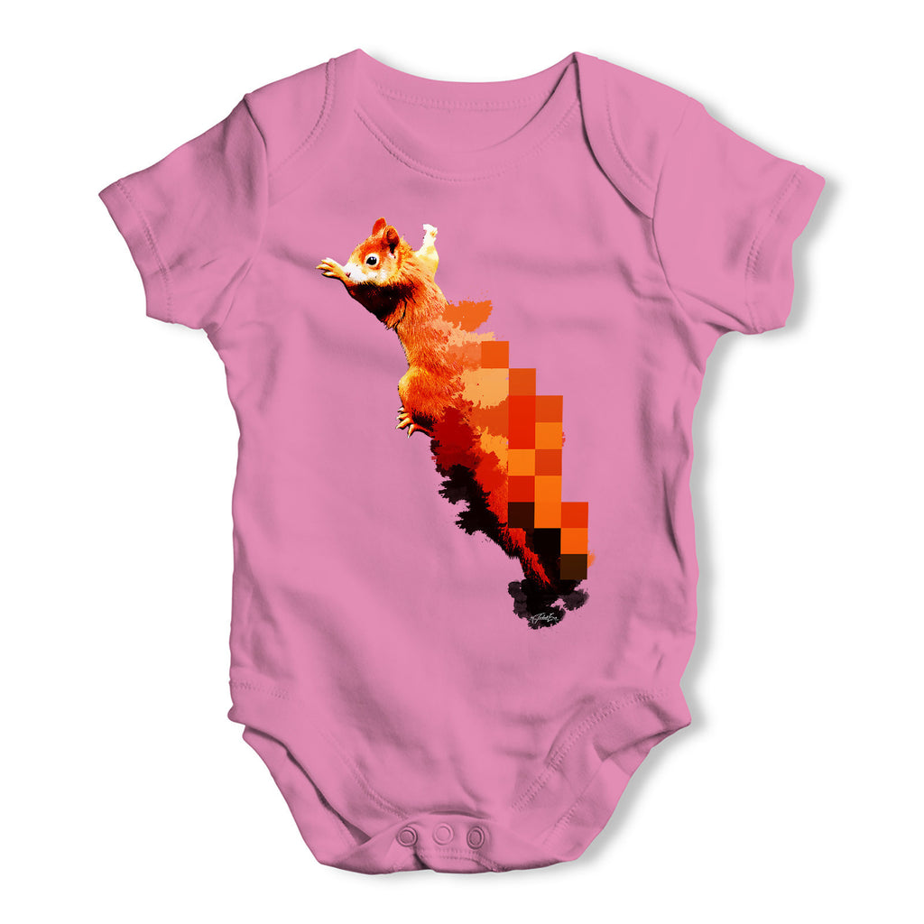 Watercolour Pixel Red Squirrel Baby Grow Bodysuit