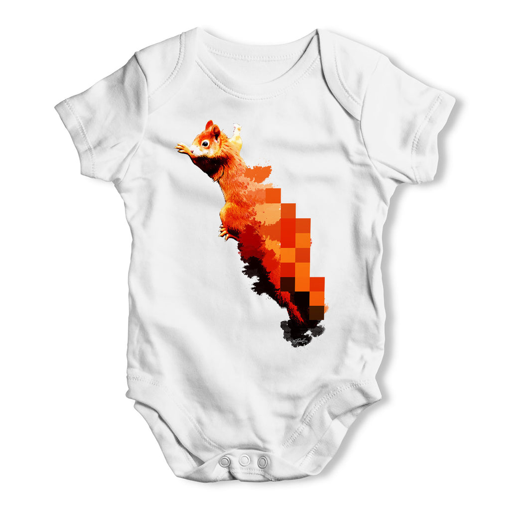 Watercolour Pixel Red Squirrel Baby Grow Bodysuit