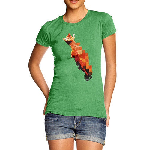 Women's Watercolour Pixel Red Squirrel T-Shirt