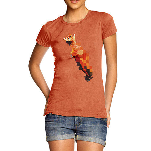 Women's Watercolour Pixel Red Squirrel T-Shirt