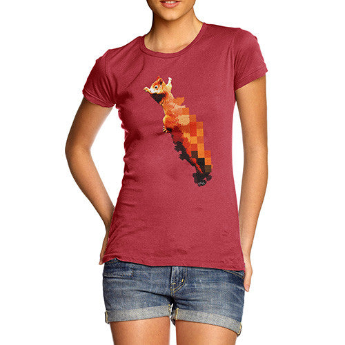 Women's Watercolour Pixel Red Squirrel T-Shirt