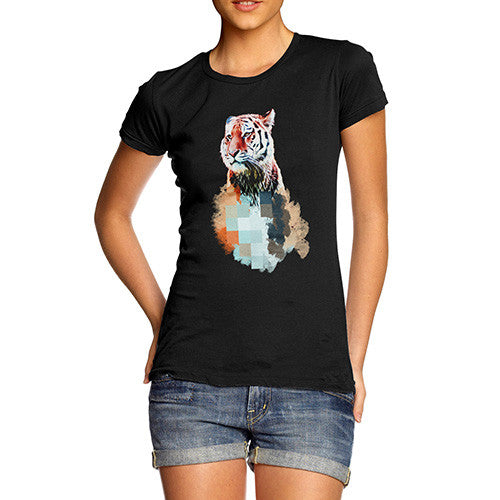Women's Watercolour Pixel Tiger T-Shirt