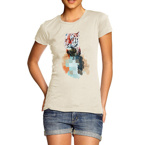 Women's Watercolour Pixel Tiger T-Shirt