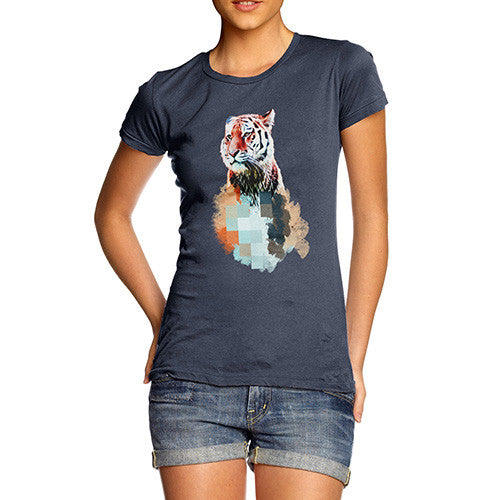 Women's Watercolour Pixel Tiger T-Shirt