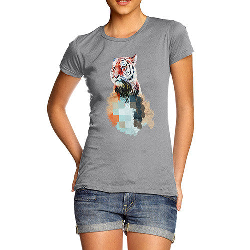 Women's Watercolour Pixel Tiger T-Shirt