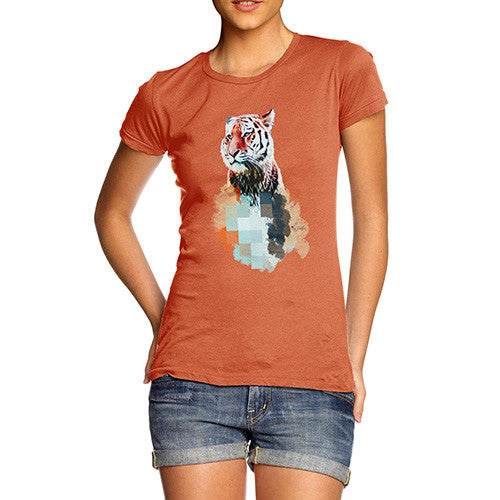 Women's Watercolour Pixel Tiger T-Shirt