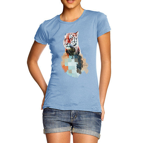 Women's Watercolour Pixel Tiger T-Shirt