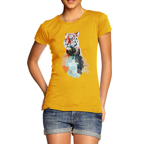 Women's Watercolour Pixel Tiger T-Shirt