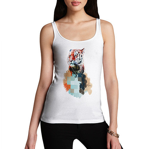 Women's Watercolour Pixel Tiger Tank Top