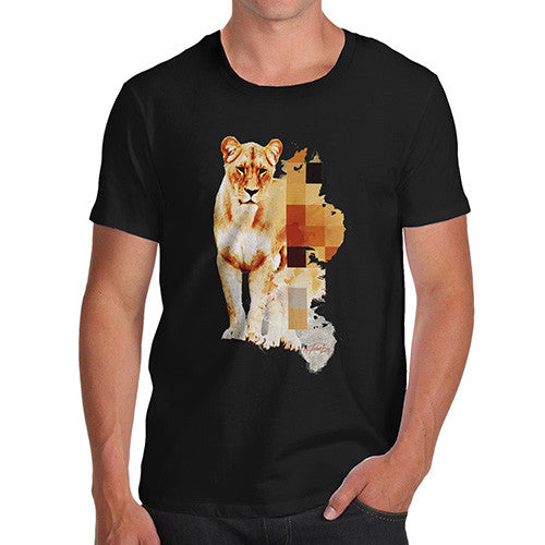 Men's Watercolour Pixel Lion T-Shirt