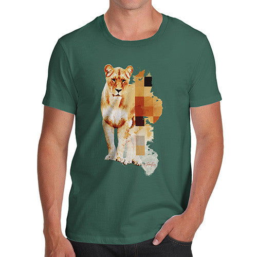 Men's Watercolour Pixel Lion T-Shirt