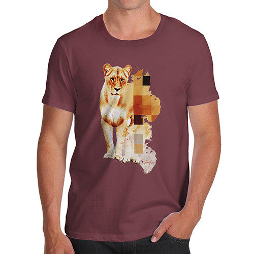 Men's Watercolour Pixel Lion T-Shirt