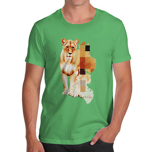 Men's Watercolour Pixel Lion T-Shirt