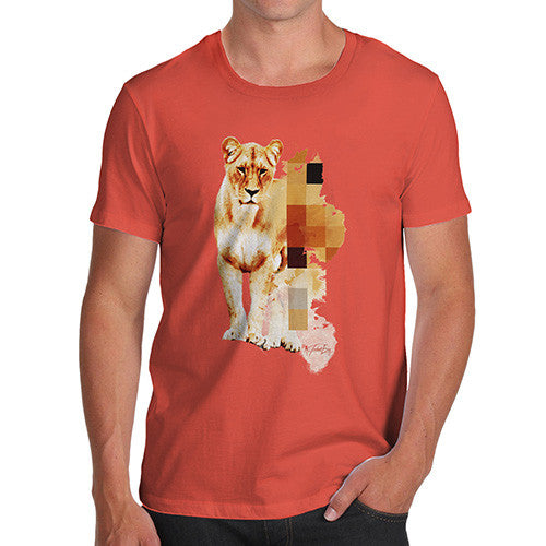 Men's Watercolour Pixel Lion T-Shirt