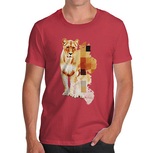 Men's Watercolour Pixel Lion T-Shirt