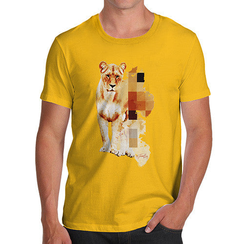 Men's Watercolour Pixel Lion T-Shirt