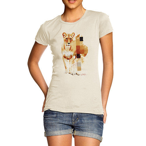 Women's Watercolour Pixel Lion T-Shirt