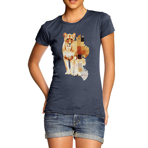 Women's Watercolour Pixel Lion T-Shirt