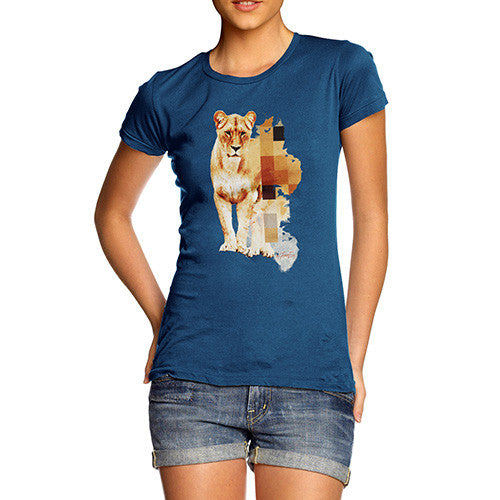 Women's Watercolour Pixel Lion T-Shirt