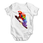 Watercolour Pixel Rainbow McCaw Parrot Baby Grow Bodysuit