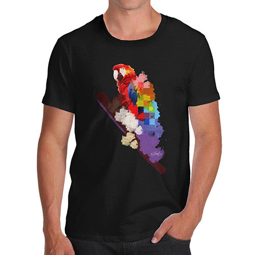 Men's Watercolour Pixel Rainbow McCaw Parrot T-Shirt