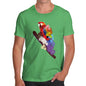 Men's Watercolour Pixel Rainbow McCaw Parrot T-Shirt