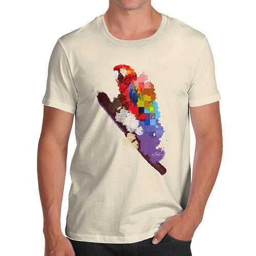 Men's Watercolour Pixel Rainbow McCaw Parrot T-Shirt