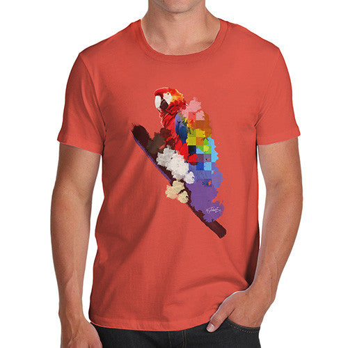 Men's Watercolour Pixel Rainbow McCaw Parrot T-Shirt